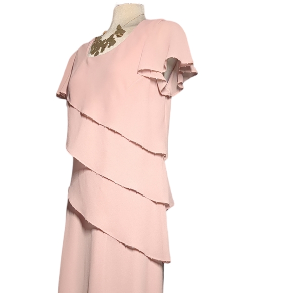 TRADITION  Pink Embellished Trimmed Ruffles  Formal Maxi Dress Size 12 - Picture 6 of 15